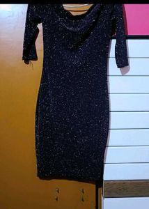 Sparkly Off-Shoulder Long Sleeve Dress