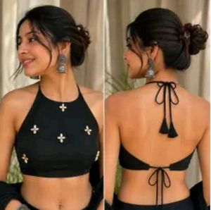 Elegant Black Halter Neck Blouse