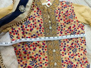 Front Open Long Kurti With Plazzo &amp; Dupatta