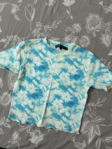 Blue Tie-Dye Cropped T-Shirt