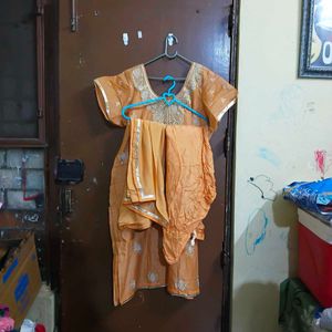 Orange Embroidered Kurta Set with Dupatta