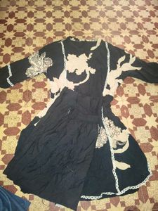 Elegant Black Floral Kurta Set