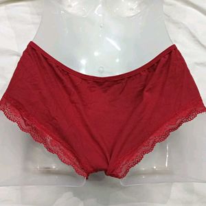 ⭐ Red Lace Trim Briefs with Heart Detail