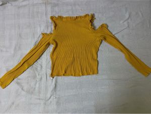 Yellow Cold Shoulder Top
