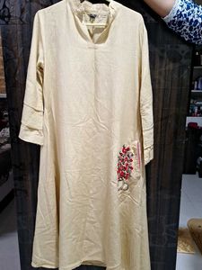 Elegant Beige Embroidered Kurta