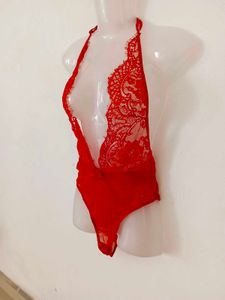 Red Lace Lingerie Bodysuit