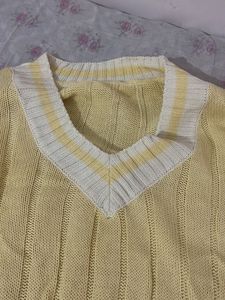 Yellow V-Neck Knit Sweater
