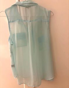 Sheer Sleeveless Button-Up Blouse