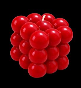 Unique Red Bubble &amp; Fluted Pillar Candles