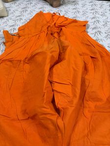 Elegant Beige Kurta Set with Orange Dupatta