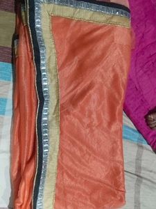Orange Saree with Embellished Border