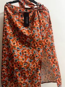 Floral Print slit skirt
