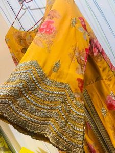 Elegant Yellow Floral full length dress