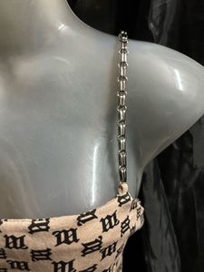 Monogram Mini Dress with Chain Straps