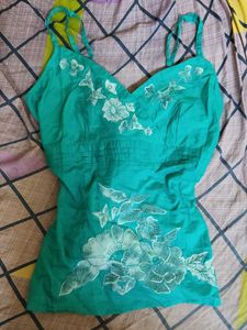 Teal Embroidered Camisole Top