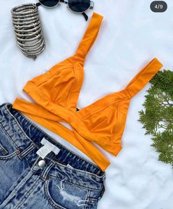 H&amp;M Orange Triangle Bikini Top