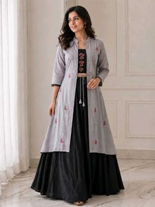 Stylish Grey & Black Kurta Set