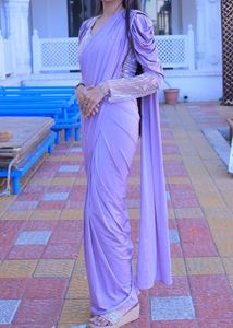Elegant Lavender Saree with Embellished Blouse