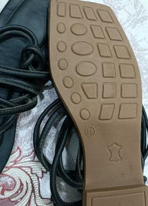 Black Lace-Up Gladiator Flat Sandals