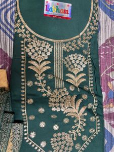 Elegant Emerald Green unstitched suit