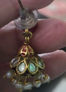 Exquisite Gold plated Kundan Jhumkas
