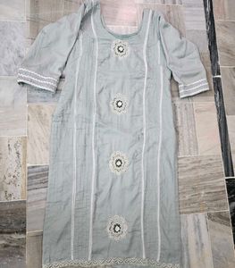 Light Grey Embroidered Kurta Set