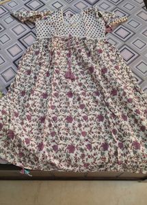 Floral Cotton Kurta/ethnic dress with Tassel