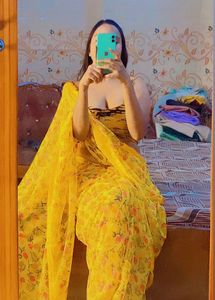 Yellow Floral Saree With Steche Designer Blouse