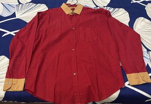 Stylish Red Dotted Button-Up Shirt