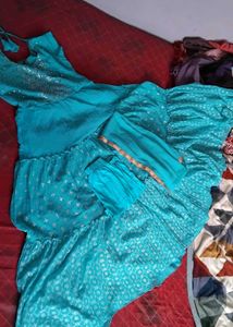 Beautiful Teal Kurta Set with Dupatta for girls