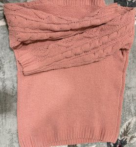 Pink Knit V-Neck Sweater
