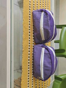 Purple Polka Dot Cosmetic Pouch Set