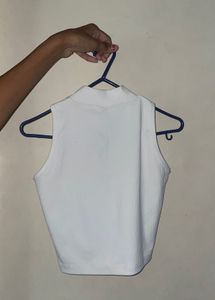 Sleeveless Mock Neck Ribbed Top