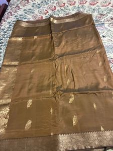 Elegant Brown Saree with Golden Border