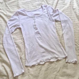 White Long Sleeve Henley Top