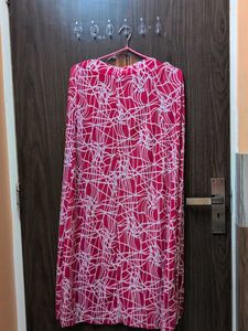 Vibrant Pink &amp; White Abstract Print Skirt
