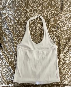 Classic White Halter Neck Tank Top