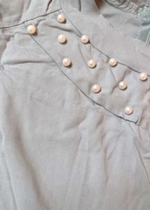 Elegant Light Sage Green Midi Dress with Pearl &amp; B