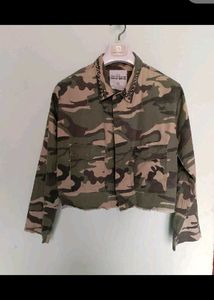 Camo Studded Cropped Jacket
