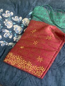 Silk saree with painted blouse