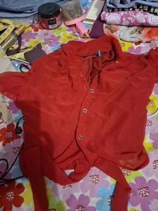Chic Red top Set with Jeans