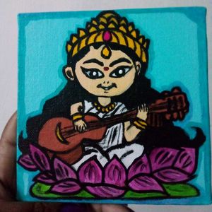 Saraswati Canvas Acrylic Art.