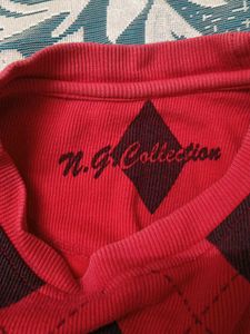 Red Argyle Crewneck Sweater