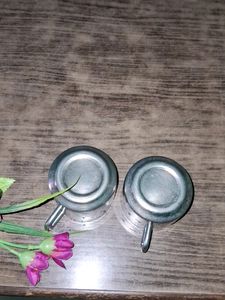 Vintage Metal Espresso Cups - Set of 2