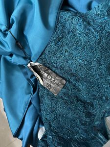 Teal High Low Embellished Gown