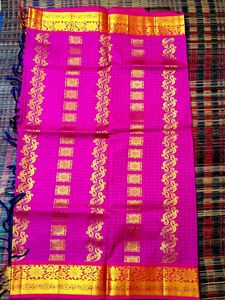 Vibrant Pink Silk Saree with Gold Zari