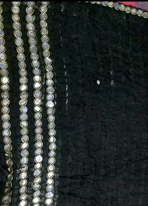 Elegant Black Dupatta with Mirror Work