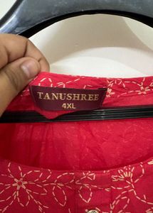 Vibrant Red Floral Kurta