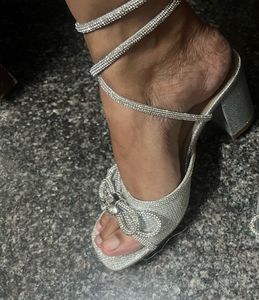Sparkling Silver Bow Heels