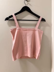 Pink Rhinestone Crop Tank Top